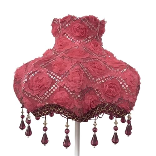 Lampenschirm Retro Perlen Spitze Blume Schlafzimmer Nachttischlampe Stehlampe Wandlampenabdeckung für Wohnzimmer Schlafzimmer Bürodekoration(Color20) von YZDKR