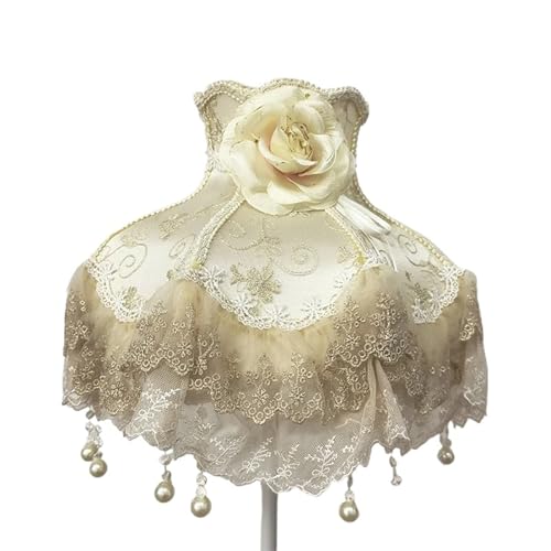 Lampenschirm Retro Perlen Spitze Blume Schlafzimmer Nachttischlampe Stehlampe Wandlampenabdeckung für Wohnzimmer Schlafzimmer Bürodekoration(Color21) von YZDKR