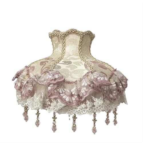 Lampenschirm Retro Perlen Spitze Blume Schlafzimmer Nachttischlampe Stehlampe Wandlampenabdeckung für Wohnzimmer Schlafzimmer Bürodekoration(Color22) von YZDKR