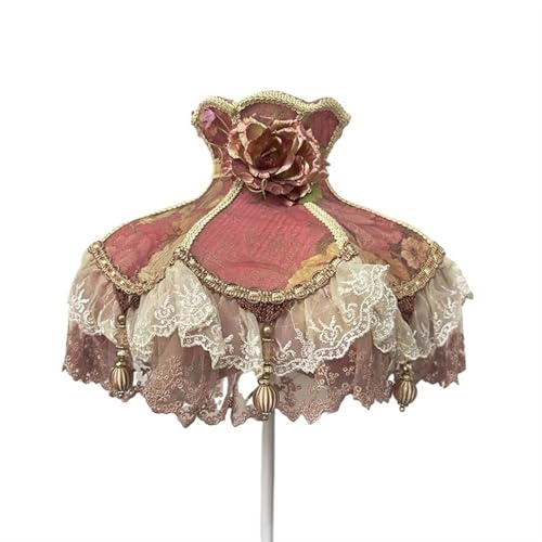 Lampenschirm Retro Perlen Spitze Blume Schlafzimmer Nachttischlampe Stehlampe Wandlampenabdeckung für Wohnzimmer Schlafzimmer Bürodekoration(Color23) von YZDKR
