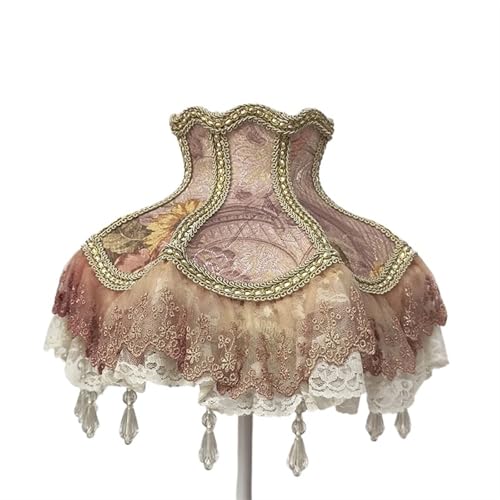 Lampenschirm Retro Perlen Spitze Blume Schlafzimmer Nachttischlampe Stehlampe Wandlampenabdeckung für Wohnzimmer Schlafzimmer Bürodekoration(Color24) von YZDKR