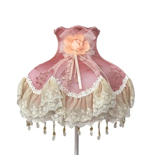 Lampenschirm Retro Perlen Spitze Blume Schlafzimmer Nachttischlampe Stehlampe Wandlampenabdeckung für Wohnzimmer Schlafzimmer Bürodekoration(Color26) von YZDKR