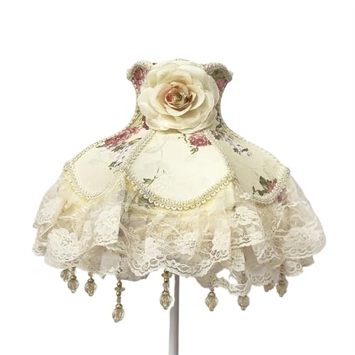 Lampenschirm Retro Perlen Spitze Blume Schlafzimmer Nachttischlampe Stehlampe Wandlampenabdeckung für Wohnzimmer Schlafzimmer Bürodekoration(Color29) von YZDKR