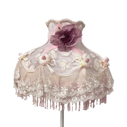 Lampenschirm Retro Perlen Spitze Blume Schlafzimmer Nachttischlampe Stehlampe Wandlampenabdeckung für Wohnzimmer Schlafzimmer Bürodekoration(Color30) von YZDKR