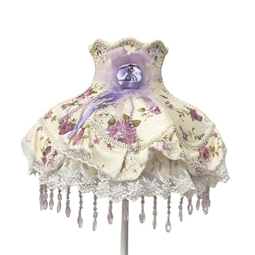 Lampenschirm Retro Perlen Spitze Blume Schlafzimmer Nachttischlampe Stehlampe Wandlampenabdeckung für Wohnzimmer Schlafzimmer Bürodekoration(Color32) von YZDKR