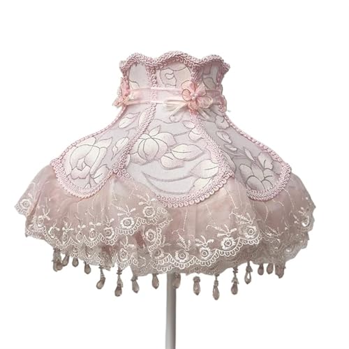 Lampenschirm Retro Perlen Spitze Blume Schlafzimmer Nachttischlampe Stehlampe Wandlampenabdeckung für Wohnzimmer Schlafzimmer Bürodekoration(Color33) von YZDKR