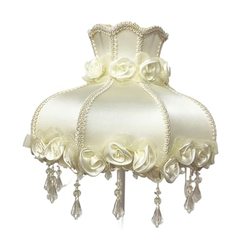 Lampenschirm Retro Perlen Spitze Blume Schlafzimmer Nachttischlampe Stehlampe Wandlampenabdeckung für Wohnzimmer Schlafzimmer Bürodekoration(Color34) von YZDKR