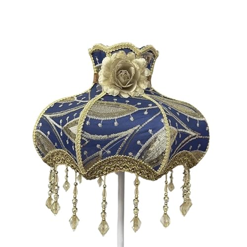 Lampenschirm Retro Perlen Spitze Blume Schlafzimmer Nachttischlampe Stehlampe Wandlampenabdeckung für Wohnzimmer Schlafzimmer Bürodekoration(Color35) von YZDKR