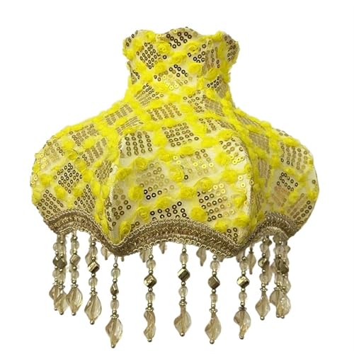 Lampenschirm Retro Perlen Spitze Blume Schlafzimmer Nachttischlampe Stehlampe Wandlampenabdeckung für Wohnzimmer Schlafzimmer Bürodekoration(Color36) von YZDKR