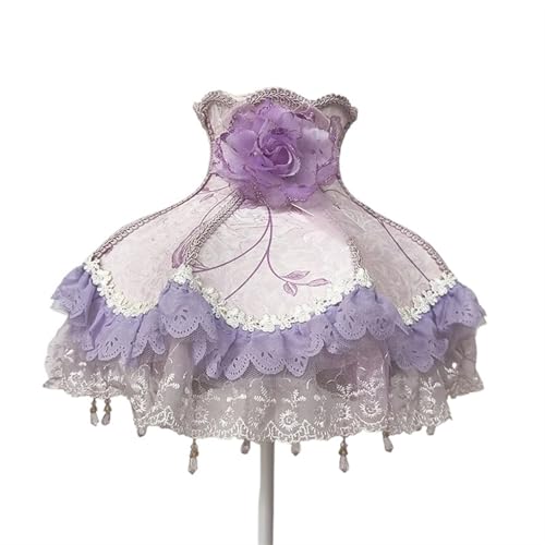 Lampenschirm Retro Perlen Spitze Blume Schlafzimmer Nachttischlampe Stehlampe Wandlampenabdeckung für Wohnzimmer Schlafzimmer Bürodekoration(Color38) von YZDKR