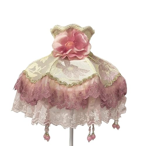 Lampenschirm Retro Perlen Spitze Blume Schlafzimmer Nachttischlampe Stehlampe Wandlampenabdeckung für Wohnzimmer Schlafzimmer Bürodekoration(Color39) von YZDKR