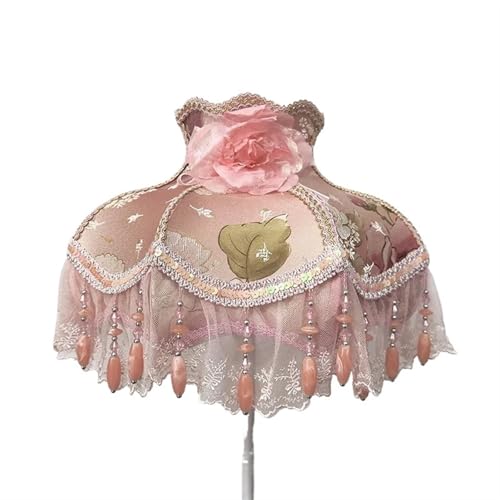 Lampenschirm Retro Perlen Spitze Blume Schlafzimmer Nachttischlampe Stehlampe Wandlampenabdeckung für Wohnzimmer Schlafzimmer Bürodekoration(Color4) von YZDKR