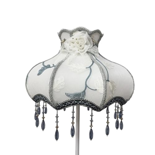 Lampenschirm Retro Perlen Spitze Blume Schlafzimmer Nachttischlampe Stehlampe Wandlampenabdeckung für Wohnzimmer Schlafzimmer Bürodekoration(Color5) von YZDKR