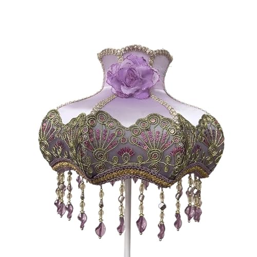 Lampenschirm Retro Perlen Spitze Blume Schlafzimmer Nachttischlampe Stehlampe Wandlampenabdeckung für Wohnzimmer Schlafzimmer Bürodekoration(Color6) von YZDKR