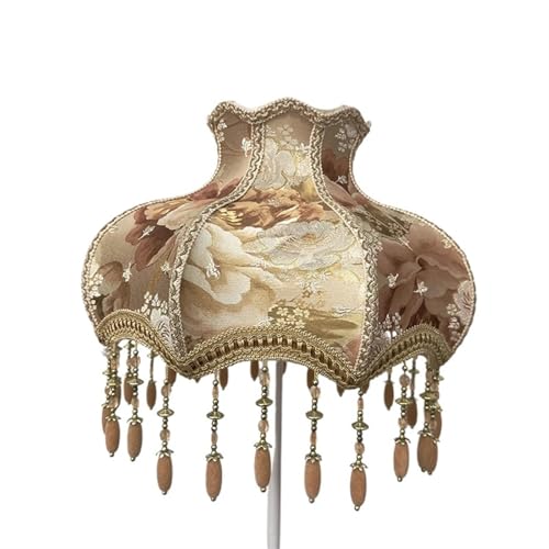 Lampenschirm Retro Perlen Spitze Blume Schlafzimmer Nachttischlampe Stehlampe Wandlampenabdeckung für Wohnzimmer Schlafzimmer Bürodekoration(Color7) von YZDKR