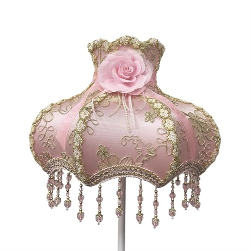 Lampenschirm Retro Perlen Spitze Blume Schlafzimmer Nachttischlampe Stehlampe Wandlampenabdeckung für Wohnzimmer Schlafzimmer Bürodekoration(Color9) von YZDKR