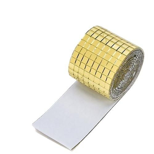 Selbstklebende echte Glas Handwerk Mini quadratische Spiegel Mosaik Fliesen Aufkleber Badezimmer DIY handgemachte Handwerk Home Dekoration machen für Kunst und Handwerk(Gold,4X30CM_5X5MM) von YZDKR