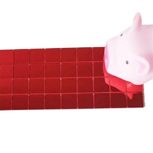 Selbstklebende echte Glas Handwerk Mini quadratische Spiegel Mosaik Fliesen Aufkleber Badezimmer DIY handgemachte Handwerk Home Dekoration machen für Kunst und Handwerk(Red,4X100CM_5X5MM) von YZDKR