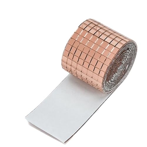 Selbstklebende echte Glas Handwerk Mini quadratische Spiegel Mosaik Fliesen Aufkleber Badezimmer DIY handgemachte Handwerk Home Dekoration machen für Kunst und Handwerk(Rose Gold,4X100CM_10X10MM) von YZDKR