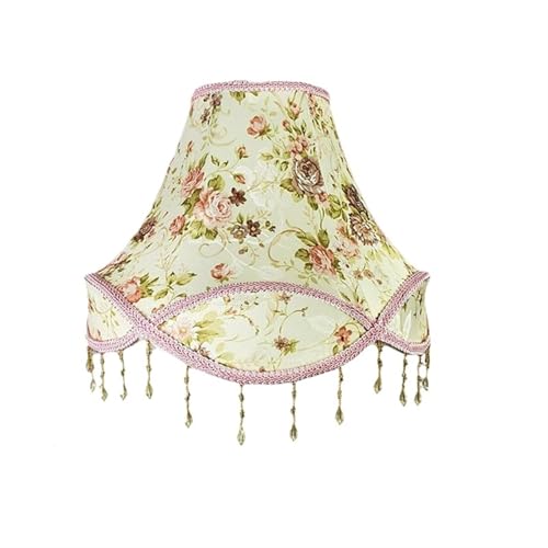 Tischlampenschirm Stoff Nachttischlampe Wandleuchte Lampenschirme Fransen Perlen Lampenabdeckung Dekor Tischlampenabdeckung für Wohnzimmer Schlafzimmer Bürodekoration(Color1) von YZDKR