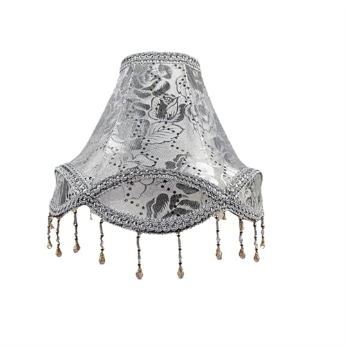 Tischlampenschirm Stoff Nachttischlampe Wandleuchte Lampenschirme Fransen Perlen Lampenabdeckung Dekor Tischlampenabdeckung für Wohnzimmer Schlafzimmer Bürodekoration(Color2) von YZDKR