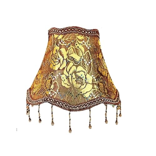 Tischlampenschirm Stoff Nachttischlampe Wandleuchte Lampenschirme Fransen Perlen Lampenabdeckung Dekor Tischlampenabdeckung für Wohnzimmer Schlafzimmer Bürodekoration(Color5) von YZDKR