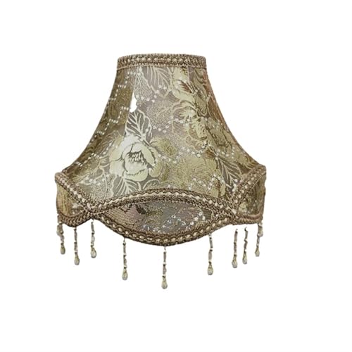 Tischlampenschirm Stoff Nachttischlampe Wandleuchte Lampenschirme Fransen Perlen Lampenabdeckung Dekor Tischlampenabdeckung für Wohnzimmer Schlafzimmer Bürodekoration(Color6) von YZDKR
