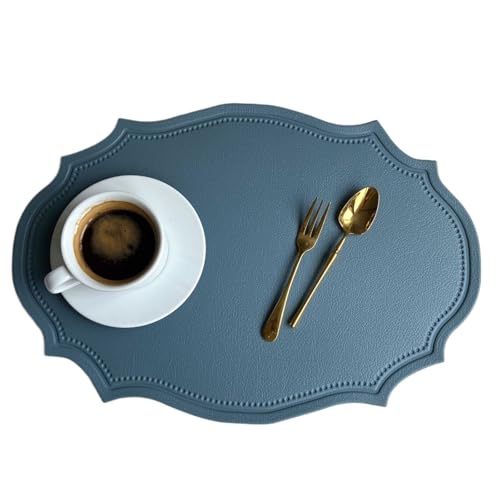 YZDKR 1/4/10 Stück grün geformte Tischsets Sets Kunstleder ovale Tischsets Untersetzer Esstisch Home Decor für Home Kitchen Restaurant(Blue,30x43cm 1pcs) von YZDKR