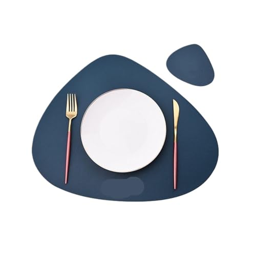 YZDKR 1/4/10sets Tischset und Untersetzer Set Kunstleder Dreieck Geschirr Matten Pad Cafe Pad Essen Matte Küche Zubehör für Home Kitchen Restaurant(Blue,10sets) von YZDKR