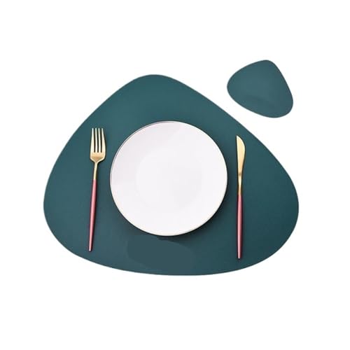 YZDKR 1/4/10sets Tischset und Untersetzer Set Kunstleder Dreieck Geschirr Matten Pad Cafe Pad Essen Matte Küche Zubehör für Home Kitchen Restaurant(Green,10sets) von YZDKR