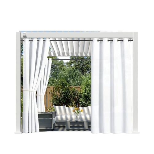 YZDKR 1PC, wasserdichter Outdoor-Tüllenvorhang for Patio-Pavillon-Veranda-Pergola für Terrasse, Pavillon(White,Grommet TOP_W254 X H241) von YZDKR