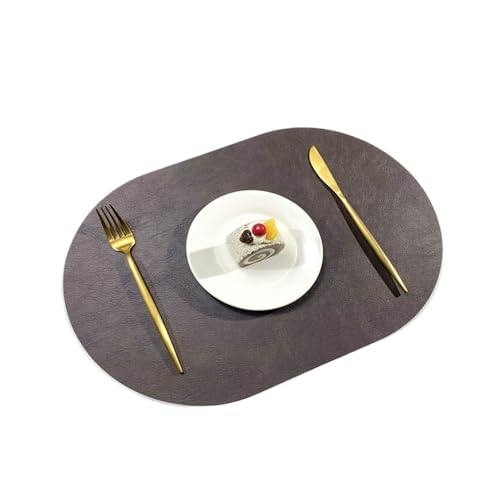 YZDKR 1pc doppelseitiges Muster Leder wasserdicht und ölbeständig Hotel Home Esstisch Matte ovale Isoliermatte für Home Kitchen Restaurant(Black Brown Black) von YZDKR