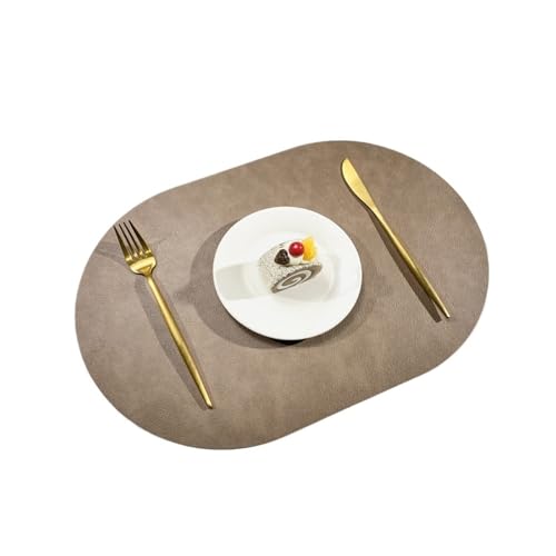 YZDKR 1pc doppelseitiges Muster Leder wasserdicht und ölbeständig Hotel Home Esstisch Matte ovale Isoliermatte für Home Kitchen Restaurant(Dark Brown) von YZDKR