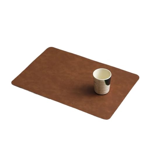 YZDKR 1pc quadratisch gemustertes Tischset PU-Leder doppellagig vorne und hinten zweifarbig Haushaltshotel Esstisch Dekor Matte für Home Kitchen Restaurant(Walnut Brown) von YZDKR