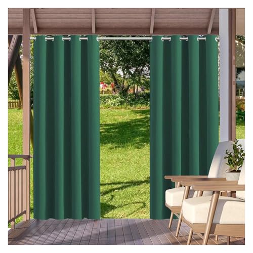 YZDKR 2 Stücke Outdoor Vorhänge Wasserdicht Garten Außen Vorhang Blackout Straße Pavillon for Terrasse Veranda Pergola Cabana Pool für Terrasse, Pavillon(Green,W52xH108in-132x275cm) von YZDKR