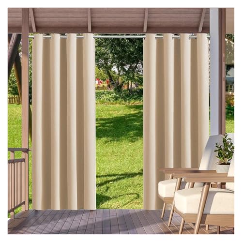 YZDKR 2 Stücke Outdoor Vorhänge Wasserdicht Garten Außen Vorhang Blackout Straße Pavillon for Terrasse Veranda Pergola Cabana Pool für Terrasse, Pavillon(Yellow,W52xH94in-132x238cm) von YZDKR