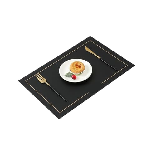 YZDKR 2er/4er/6er Set Tischset Kunstleder Rechteckige Tischunterlage for Esstische Abwischbare Blatthohlisolierung für Home Kitchen Restaurant(Black,Rectangular_1PCS) von YZDKR