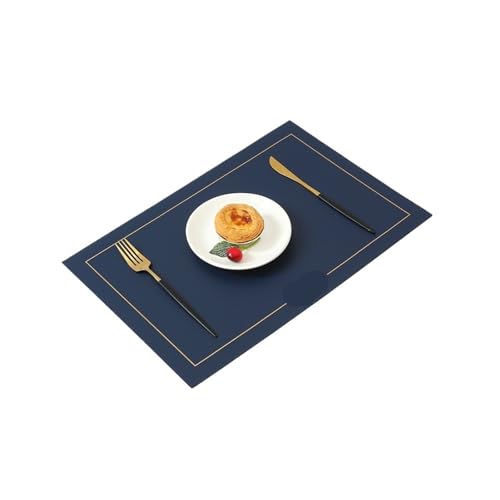 YZDKR 2er/4er/6er Set Tischset Kunstleder Rechteckige Tischunterlage for Esstische Abwischbare Blatthohlisolierung für Home Kitchen Restaurant(Blue,Rectangular_4PCS) von YZDKR