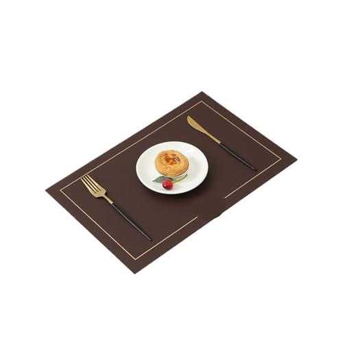 YZDKR 2er/4er/6er Set Tischset Kunstleder Rechteckige Tischunterlage for Esstische Abwischbare Blatthohlisolierung für Home Kitchen Restaurant(Brown,Rectangular_1PCS) von YZDKR