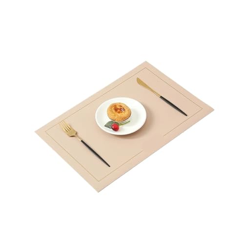 YZDKR 2er/4er/6er Set Tischset Kunstleder Rechteckige Tischunterlage for Esstische Abwischbare Blatthohlisolierung für Home Kitchen Restaurant(Khaki,Rectangular_4PCS) von YZDKR