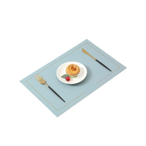 YZDKR 2er/4er/6er Set Tischset Kunstleder Rechteckige Tischunterlage for Esstische Abwischbare Blatthohlisolierung für Home Kitchen Restaurant(Sky Blue,Rectangular_4PCS) von YZDKR