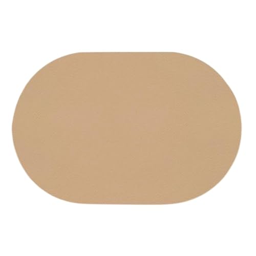 YZDKR 45 * 30 cm PU Leder Tisch Tischset Strukturierte Oval Isolierung Küche Esszimmer Tischset Öldicht Bahn Geschirr für Home Kitchen Restaurant(Khaki) von YZDKR