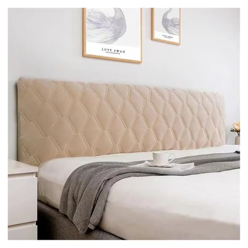 YZDKR All-Inclusive-Kopfteilbezug, weich und glatt, gesteppt, aus dickem Samt, einfarbig, Schutzbezug for die Bettrückseite für Einzel-/Doppel-/King-/Super-King-Bett(Khaki,W150 x H70cm) von YZDKR