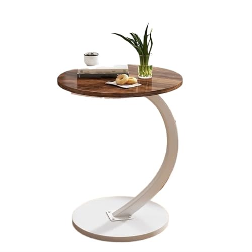YZDKR Beistelltisch for kleine Wohnungen, luxuriöser Kleiner Nachttisch, runder beweglicher Tisch, Mini-Couchtisch für Wohnzimmer und Büro(Walnut) von YZDKR