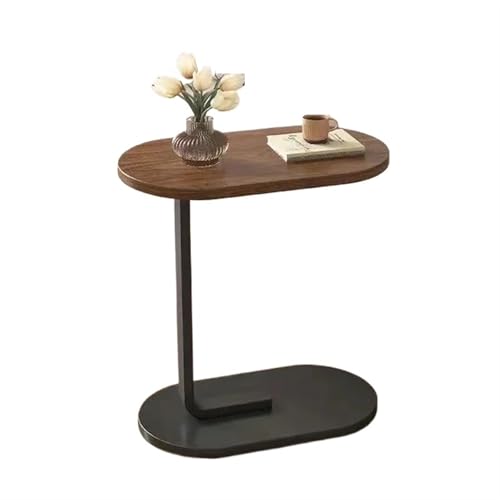 YZDKR C-förmiger Beistelltisch, Wohnzimmer-Mini-Sofa-Ecktische, tragbarer Kleiner Couchtisch, Leichter Luxus-Haushalts-Kompakt-Teetische für Wohnzimmer und Büro(Walnut) von YZDKR