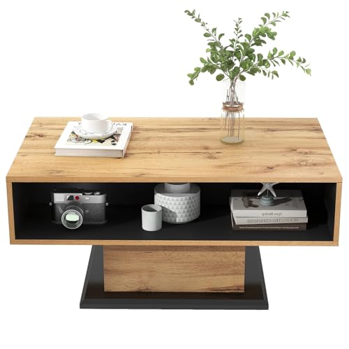 YZDKR Couchtisch aus Holzmaserung mit griffloser Schublade, Ablagefach und Rücksitzbank, doppelseitiger Stauraum, Büro, Wohnzimmer für Wohnzimmer und Büro YZDKR Couchtisch aus Holzmaserung mit griffloser Schublade, Ablagefach und Rücksitzbank, doppelseitiger Stauraum, Büro, Wohnzimmer für Wohnzimmer und Büro von YZDKR