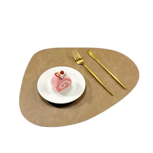 YZDKR Doppelseitiges Design, wasserdichte Tischsets, Tischsets aus Retro-Kunstleder, Tischset for Küche und Esszimmer, 1/4/6 Stück für Home Kitchen Restaurant(Light Brown,6Pcs of Set) von YZDKR