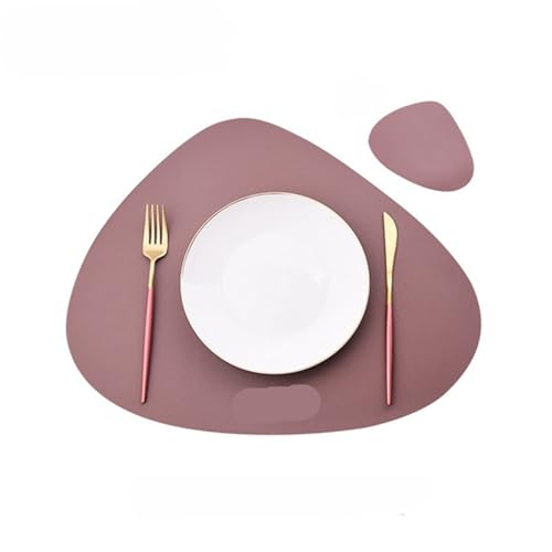 YZDKR Doppelseitiges Tischset und Untersetzer-Set aus PU-Leder, Kaffeematten, Tischsets for Zuhause, Küche, Esstisch für Home Kitchen Restaurant(Taupe) von YZDKR
