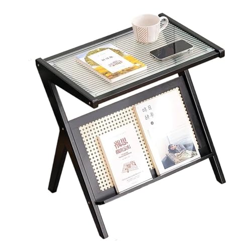 YZDKR Kleiner Teetischschrank, Bambussofa, Beistelltische, Regal, Schlafzimmer, Nachttisch, modernes Dekor, Couchtische for Wohnzimmermöbel für Wohnzimmer und Büro(Black 55cm) von YZDKR