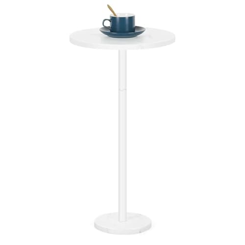YZDKR Kleiner runder Getränketisch - Moderner Beistelltisch mit Marmorsockel, idealer Cocktailtisch for Terrasse, Sofa, Couch oder Stuhl für Wohnzimmer und Büro(White) von YZDKR